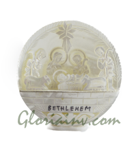 Mother of Pearl Shell with Nativity Set (White-Large) 